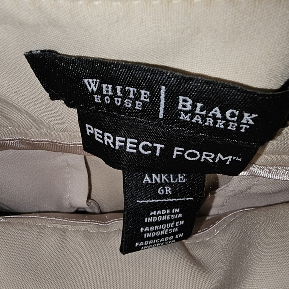 White House Black Market Tan Slim Ankle Mid-Rise Stretch Trouser Pants SZ 6 "G" - Picture 2 of 6